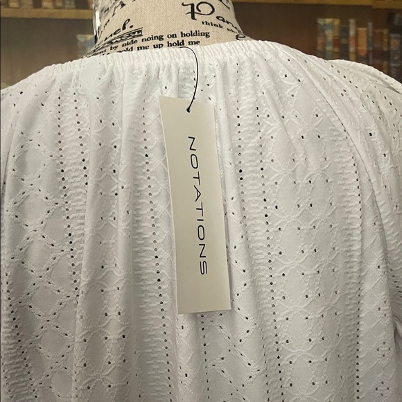 Notations White Eyelet Blouse with Button Detail - Picture 2 of 5